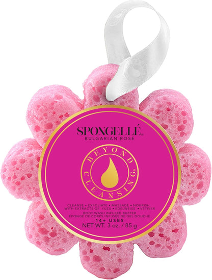 Spongellé French Lavender Wild Flower Bath Sponge | Built-in Body Wash & Body Scrubber, Shower Loofah Sponge for Women | 14+ uses