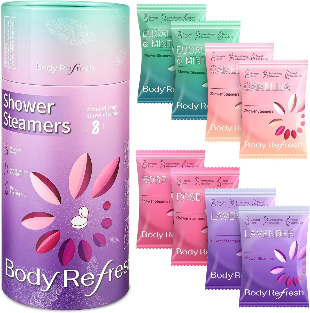 Shower Steamers Aromatherapy 8 Pack - Shower Bombs with Natural Essential Oils, Gifts for Women Mom Wife Men, Birthday Gifts for Women,Self Care, Relaxation, Home Spa, Travel Essentials