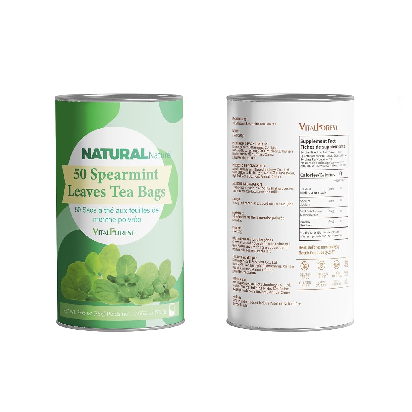 60 Lemon Balm Tea Bags - VitalForest Dried Lemon Balm Leaves Tea -1.5g/Bags, Calming Herb, Stress Relief & Sleep Support, Non-GMO, Caffeine-Free