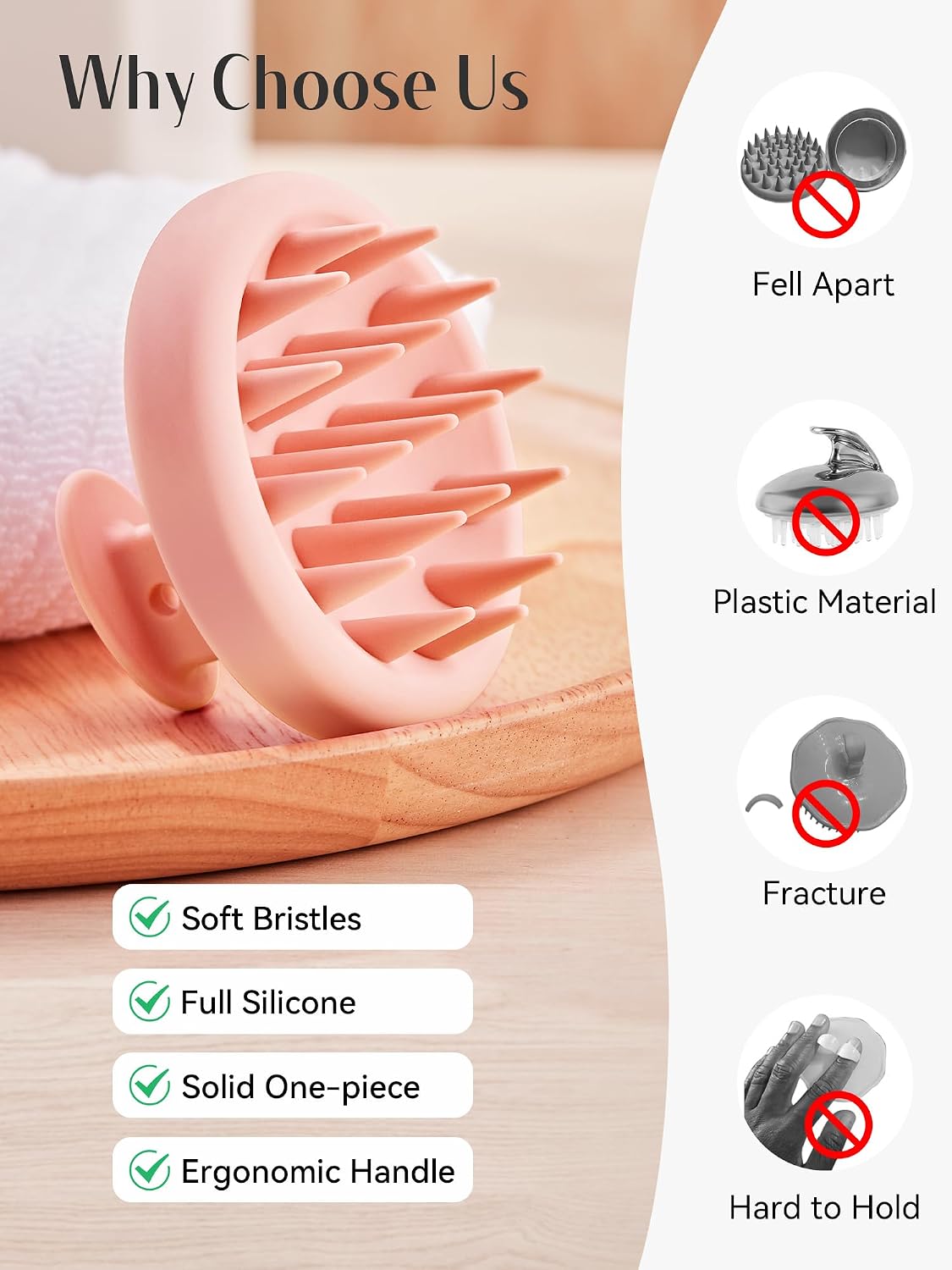 HEETA Scalp Massager Hair Growth, Scalp Scrubber with Soft Bristles, Integrated Silicone Design, Exfoliator for Dandruff Removal & Relaxation, Shampoo Brush Fit Wet Dry Hair Use, Black