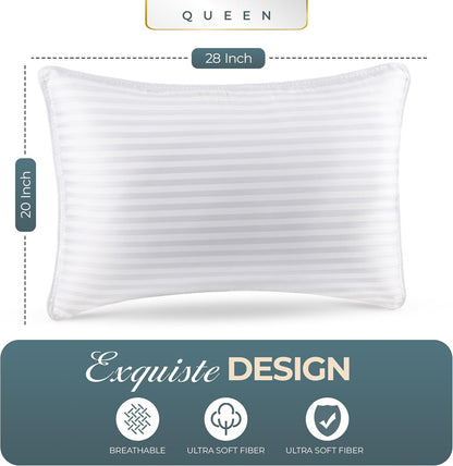 Utopia Bedding Hotel Bed Pillows for Sleeping, Pillows Queen Size Set of 2
