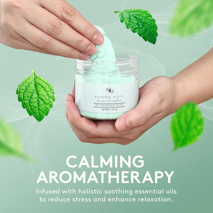 Special Supplies Scented Therapy Putty Dough - Infused with Pure Essential Oils for Aromatherapy and Meditation- Relaxation Gifts for Kids and Adults - Non-Stick (Refreshing Mint (4.5 oz))