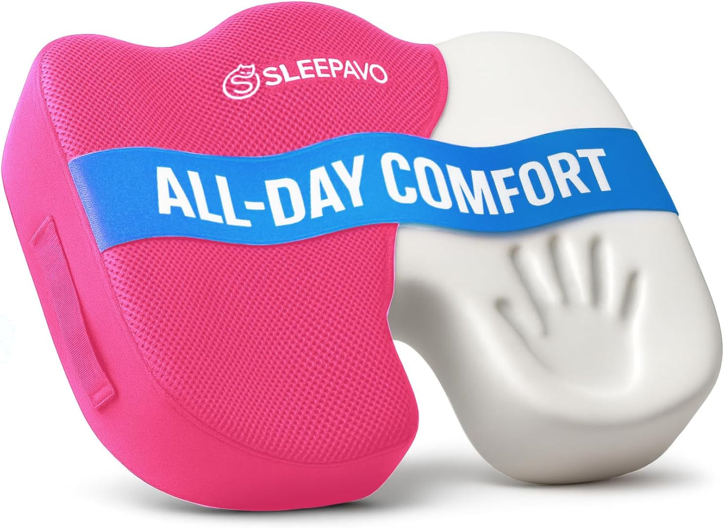 Sleepavo Office Chair Cushion - Seat Cushion for Tailbone Pain Relief - Butt Pillow for Coccyx, Sciatica, and Lower Back Pain - Orthopedic Chair Pad for Lumbar Support in Office Desk, Car, Airplane