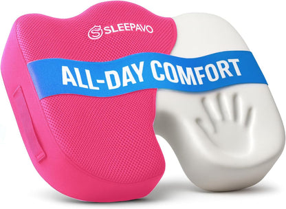 Sleepavo Office Chair Cushion - Seat Cushion for Tailbone Pain Relief - Butt Pillow for Coccyx, Sciatica, and Lower Back Pain - Orthopedic Chair Pad for Lumbar Support in Office Desk, Car, Airplane