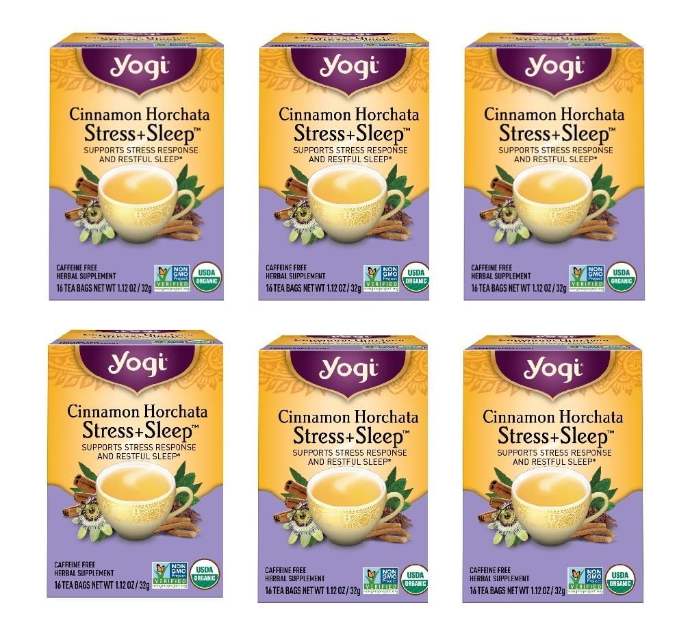 Yogi Cinnamon Horchata Stress & Sleep Tea, 16 Tea Bags (6 Pack)