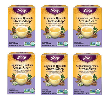 Yogi Cinnamon Horchata Stress & Sleep Tea, 16 Tea Bags (6 Pack)