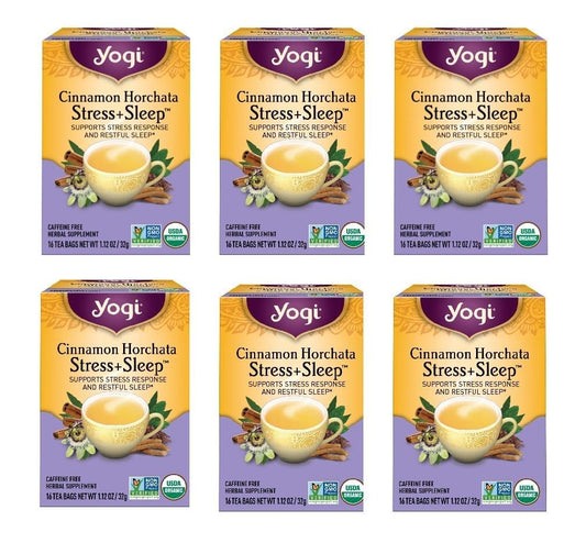 Yogi Cinnamon Horchata Stress & Sleep Tea, 16 Tea Bags (6 Pack)