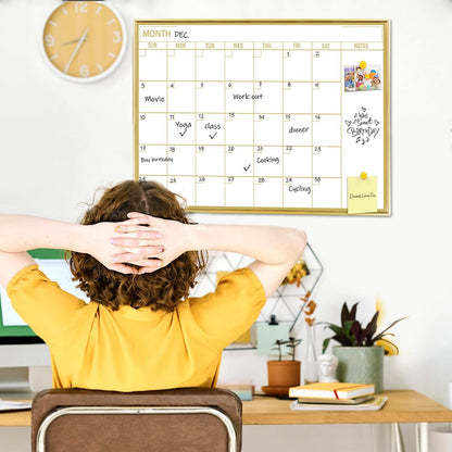 Gold Weekly Dry Erase Board for Wall,12"x16",Gold Metal Frame Weekly Planner Whiteboard for to Do List, Memo, School, Home, Office, Kitchen-GZ