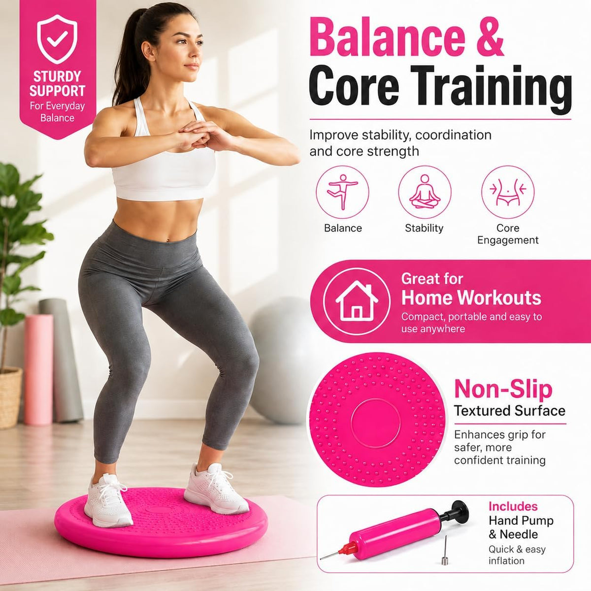 Hanstuten Wobble Seat Cushion Balance Disc - Rubber Wiggle Seat for Active Sitting, Office Desk Chair, and Core Strength Training