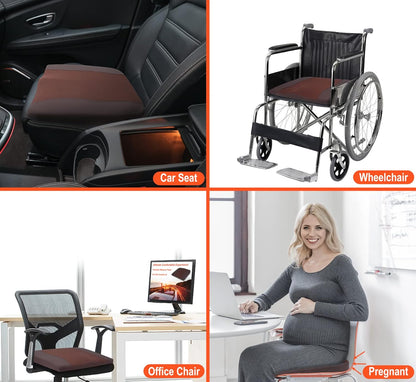 Lofty Aim Car Seat Cushion, Comfort Memory Foam Car Cushions for Driving - Sciatica & Lower Back Pain Relief, Driver Seat Pillow for Auto, Office Chair, Wheelchair - Black
