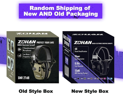 ZOHAN Electronic Shooting Earmuffs Built in Ambient Sound Amplifier, Hearing Protection for Shooters, NRR 23dB Noise Reduction, Ideal Gun Range Ear Protection Headphones for Hunting-Black&Purple
