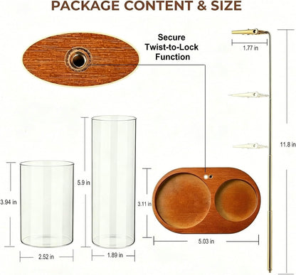 3 in 1 Incense Holder for Sticks Upside Down Anti-Ash Incense Burner with Glass Ash Catcher Backflow Cone Incense Diffuser with Adjustable Threaded Mounting for Mediation Yoga Spa Gifts Home Decor
