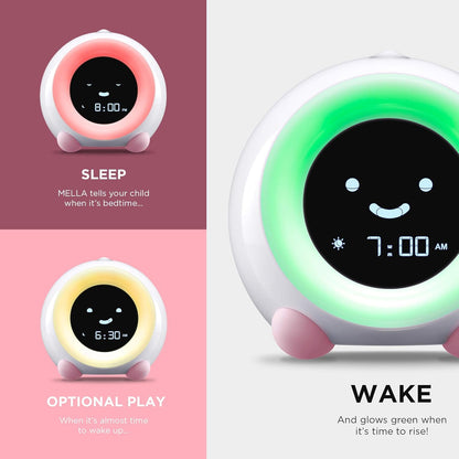 LittleHippo Mella: Kids Alarm Clock, Ready to Rise Children's Sleep Trainer, Night Light, Sound Machine and OK to Wake for Toddlers and Kids - Arctic Blue (Updated 2025)