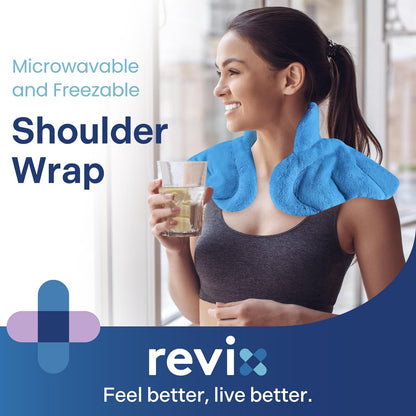 REVIX Heated Neck Wrap Microwave Heating Pad for Neck and Shoulders Pain Relief, Weighted Neck Warmer Microwavable with Miost Heat, Unscented
