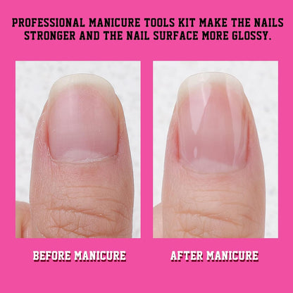 FANDAMEI Nail Files and Buffers, Manicure Tools Nail Care Kit with Nail File, Nail Buffer Block, Cuticle Care for Women with Nippers, Pusher Peeler. Cuticle Oil and Nail Prep Kit.