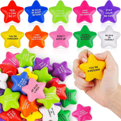 SHQDD 36PCS Stress Balls for Adults & Kids, Motivational Soft Foam Squeeze Toys with Inspiring Quotes for Anxiety & Anger Relief, Perfect for Office, School, Home Use or as Party Favors