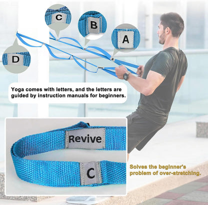 Stretching Strap Yoga Strap with 10 Loops, Non-Elastic Stretch Band for Physical Therapy, Flexibility, Exercise, Pilates, Dance & Gymnastics Workout