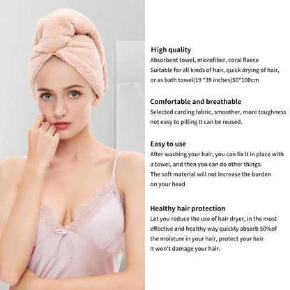 Microfiber Hair Towel Quick Dry Hair Towel Hair Drying Towels Suitable for All Kinds of Hair Ultra Absorbent Long and Thick Hair 20X40inch Lotus Root Pink (1pcs)