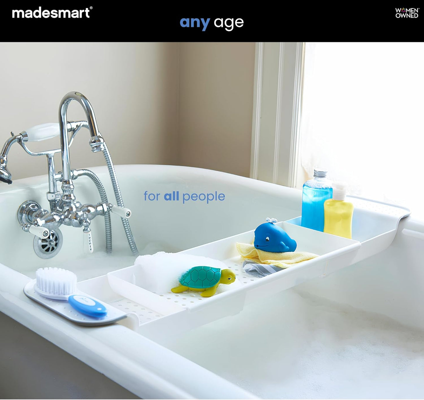madesmart Expandable Bath Tray, White