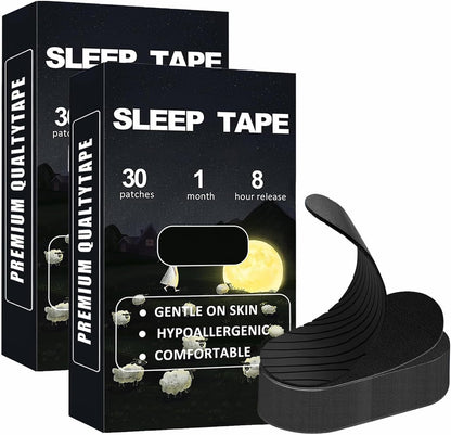 Black Mouth Tape for Sleeping (60 Pack) – Hypoallergenic Cotton Adhesive – Latex-Free, Pain-Free Removal & Gentle on Skin – Premium Quality Strips