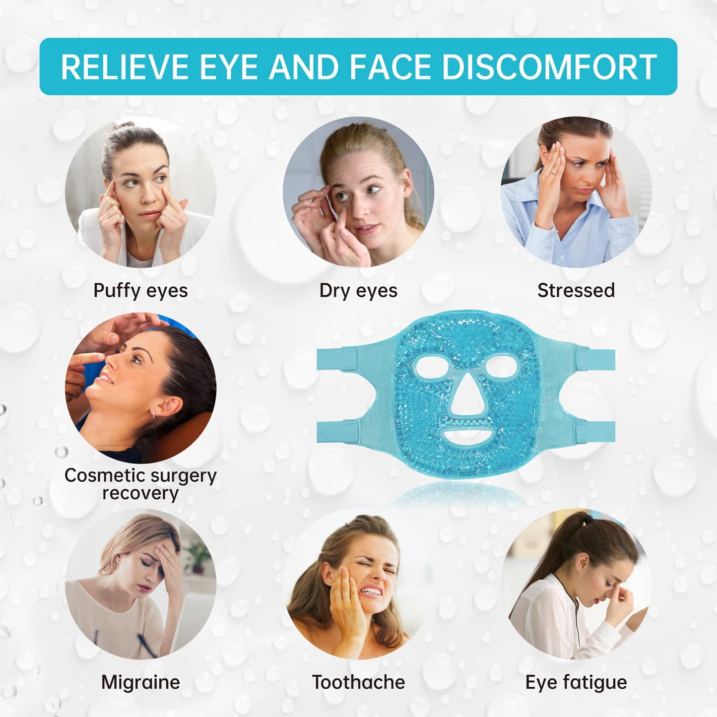 ZNÖCUETÖD Cold Face Ice Mask Facial Ice Pack, Hot Cold Compress for Face