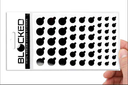 Blocked Original Vinyl Webcam Cover Stickers | Restickable & Stackable Privacy Covers | for All Camera-endable Devices | 3-Sizes | 57 Black Tabbed (Muted Matte)