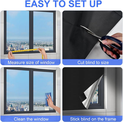 Portable Blackout Window Cover, Upgraded 79"x57" Blackout Curtains No Drill Cuttable DIY Self-Adhesive Hook Loop Tapes, Travel Reusable Blinds/Shades for Bedroom 2m