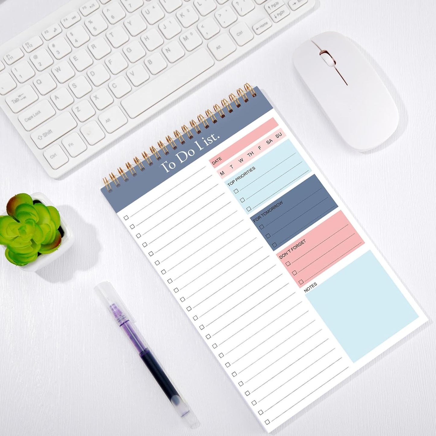 Thenshop 6 Pack To Do List Notepad Daily to Do List Notepad 6.5 x 9.8 Inches Notebook Undated 52 Sheets Paper Planner Daily for Work Planning Pad for School Office Student