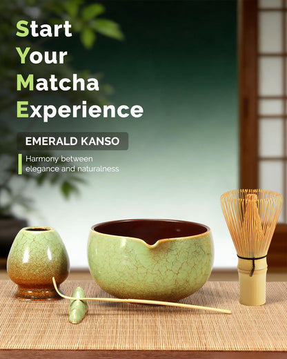 Maestri House Matcha Whisk Set, 7-Pc Complete Matcha Kit with Spouted Ceramic Bowl, Bamboo Whisk and Holder, Scoop, Spoon Rest & Sifter, Tea Cloth – Ideal Gift for Matcha Lovers (Black Stone)