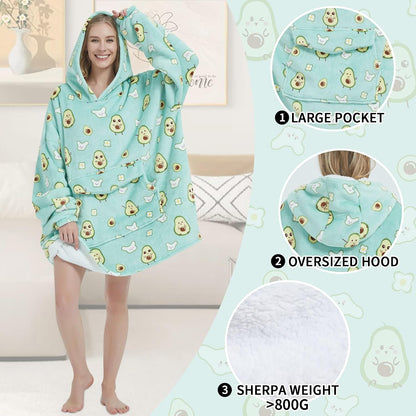 Mewkou Wearable Blanket Hoodie for Adult,Oversized Sherpa Fleece Blanket Hoodie for Women Men,Grey