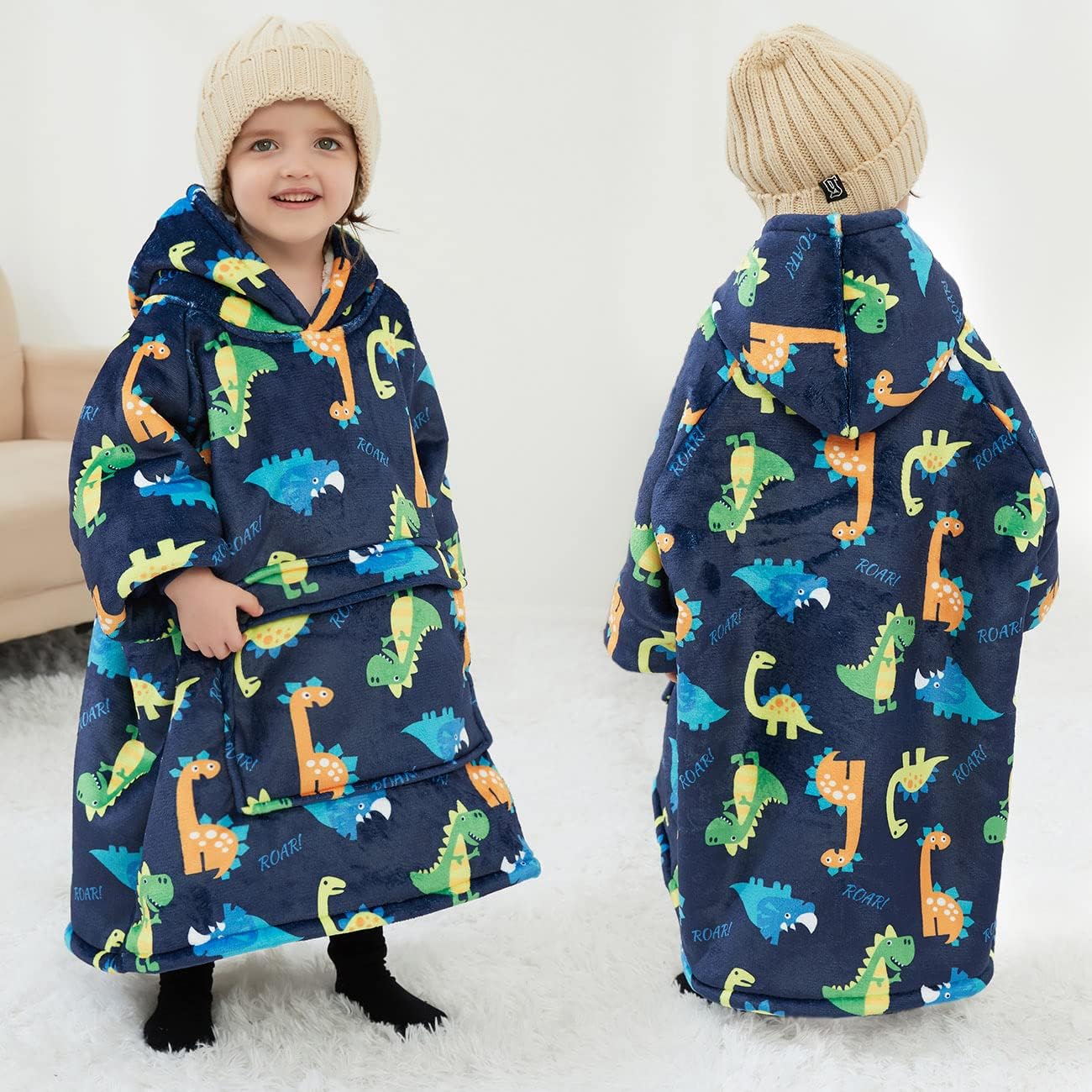 KFUBUO Wearable Blanket Hoodie for Adults Sherpa All Patterns Cat Oversized Sweatshirt Blanket with Pockets for Women