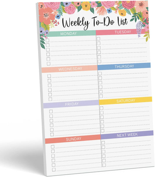 Sweetzer & Orange Floral Weekly To Do List Notepad. Magnetic Weekly Scheduler Task pad with Daily Planner Agenda Squares. 9x6” Day Scheduler 2026 - Student Journal, Work Notebook, and Checklist Notepad