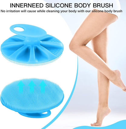 INNERNEED Soft Silicone Body Cleansing Brush Shower Scrubber, Gentle Exfoliating and Massage for All Kinds of Skin (Dark Green)