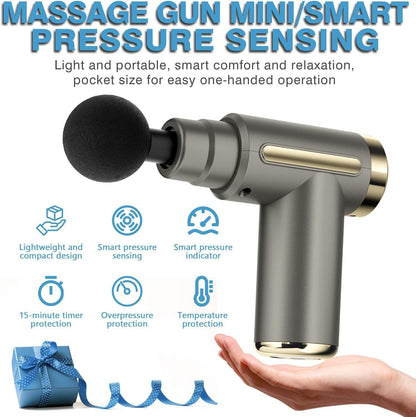 Jancane Mini Massage Gun, Deep Tissue Muscle Massager with 6 Speeds & 4 Heads, Super Quiet Handheld Percussion Massager for Pain Relief, Athletes, Office Workers & Parents, Portable Gift