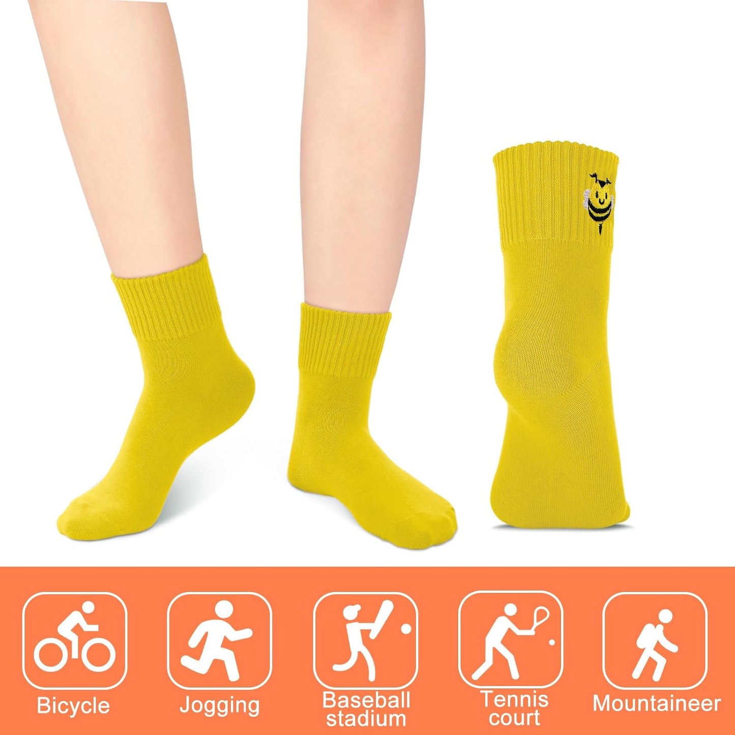 Eurzom 10 Pairs Socks Womens Crew Elastic Ankle Length Cotton Socks Aesthetic Cute Lightweight Low Cut Gifts for Women - Colors B