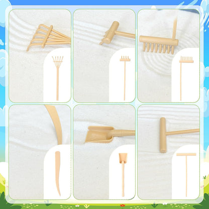 Zen Garden for Desk with Tray Sand Tools Cat Figurines DIY Micro Landscape Ornaments Miniature Meditation Sand Garden Stress Relief Desk Decor for Cat Lover Gifts