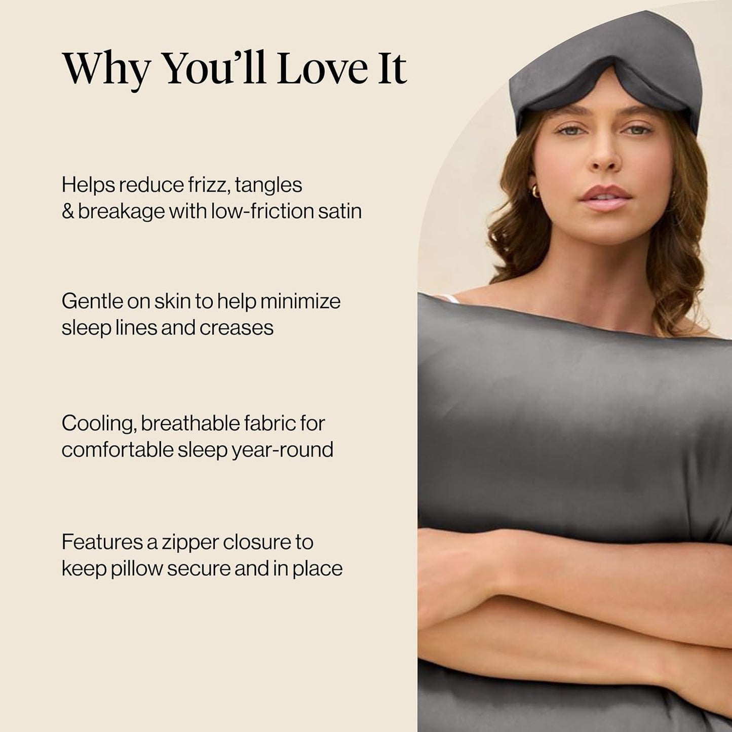Kitsch Satin Pillowcase with Zipper for Hair & Skin - Softer Than Silk Pillow Cases, Smooth Cooling Satin Pillow Case, Wrinkle-Free, Machine Washable - Pillow Cases Standard Size (19x26) - Blush