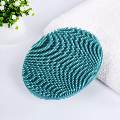 INNERNEED Soft Silicone Body Cleansing Brush Shower Scrubber, Gentle Exfoliating and Massage for All Kinds of Skin (Dark Green)