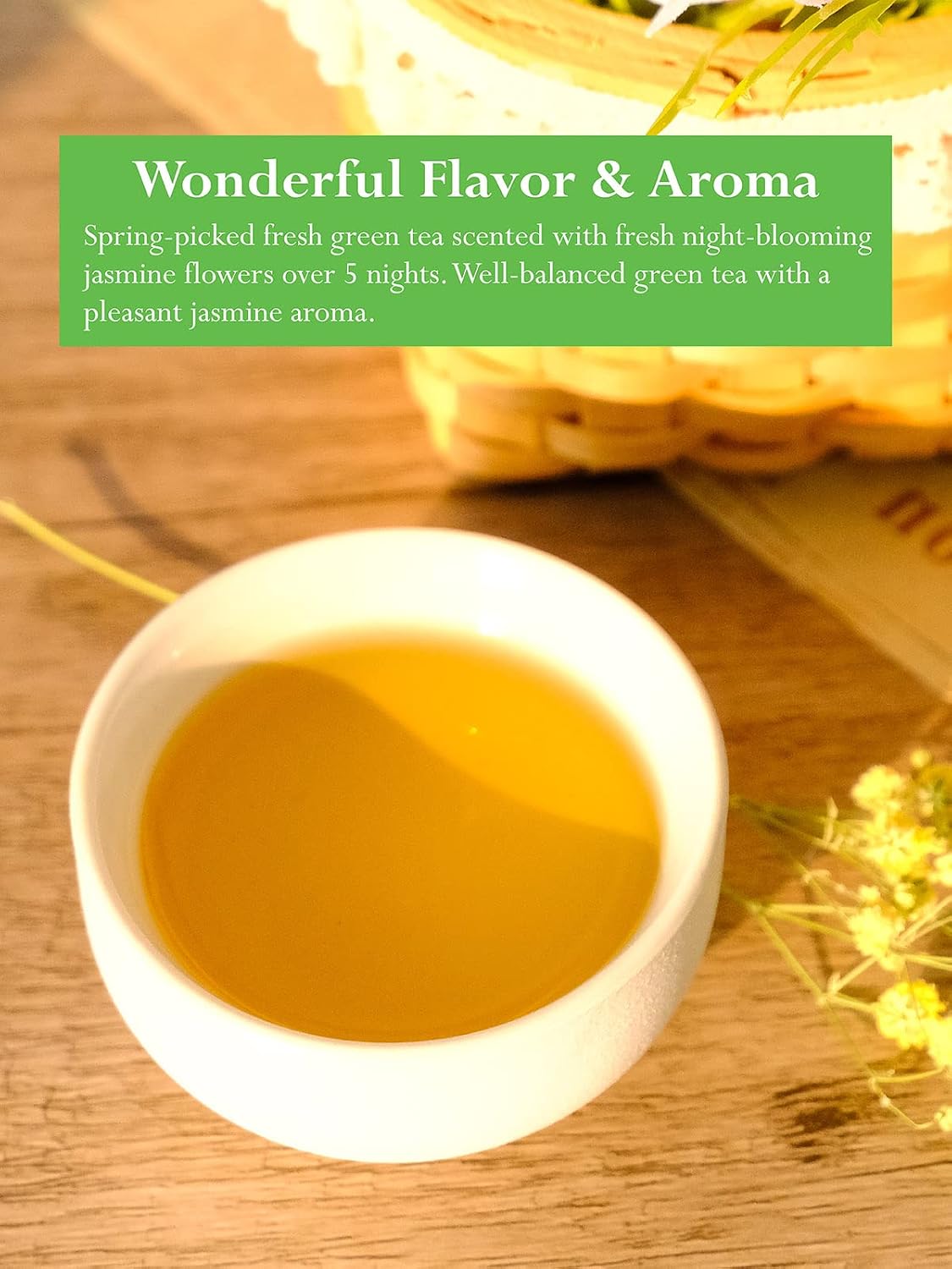 TeeLux Jasmine Green Tea Bags, Smooth Taste & Delicate Floral Aroma, 100 ct