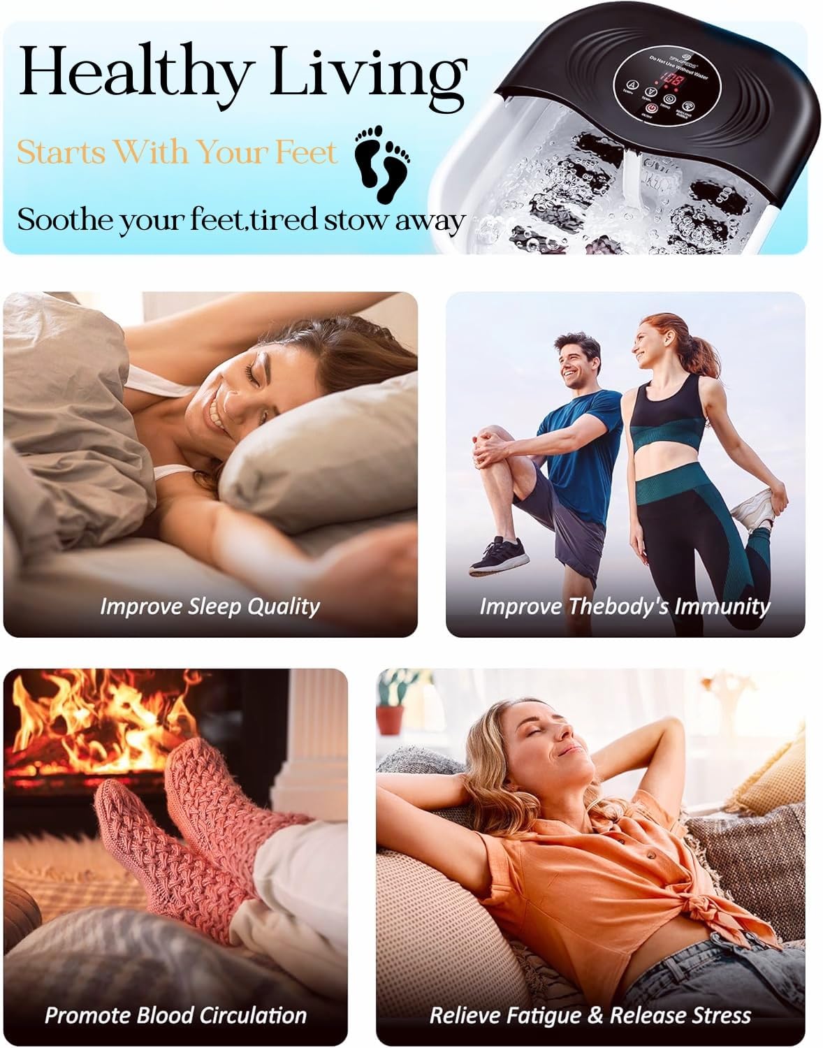 Collapsible Heated Foot Spa with Bubble and Red Light Temperature Control Foot Bath Massager and Soaking Tub Featuring 8 Shiatsu Massage Rollers Pumice Stone and Built-in Timer Ideal Gift for Wife,Mom