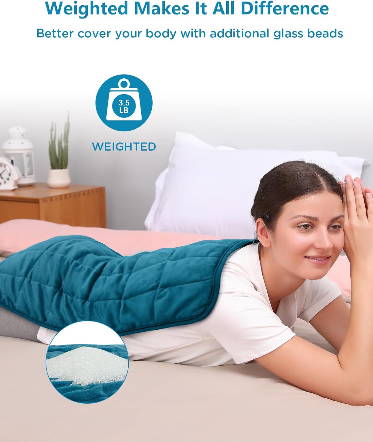 Comfytemp Weighted Heating Pad for Back & Period, FSA Eligible Electric Heat Pad, Birthday Gift for Women Men Mom Dad & Father Day Gifts, 2.2 lb HSA Neck Shoulder Heated Pad, 2H Auto-Off, 12x24, Blue