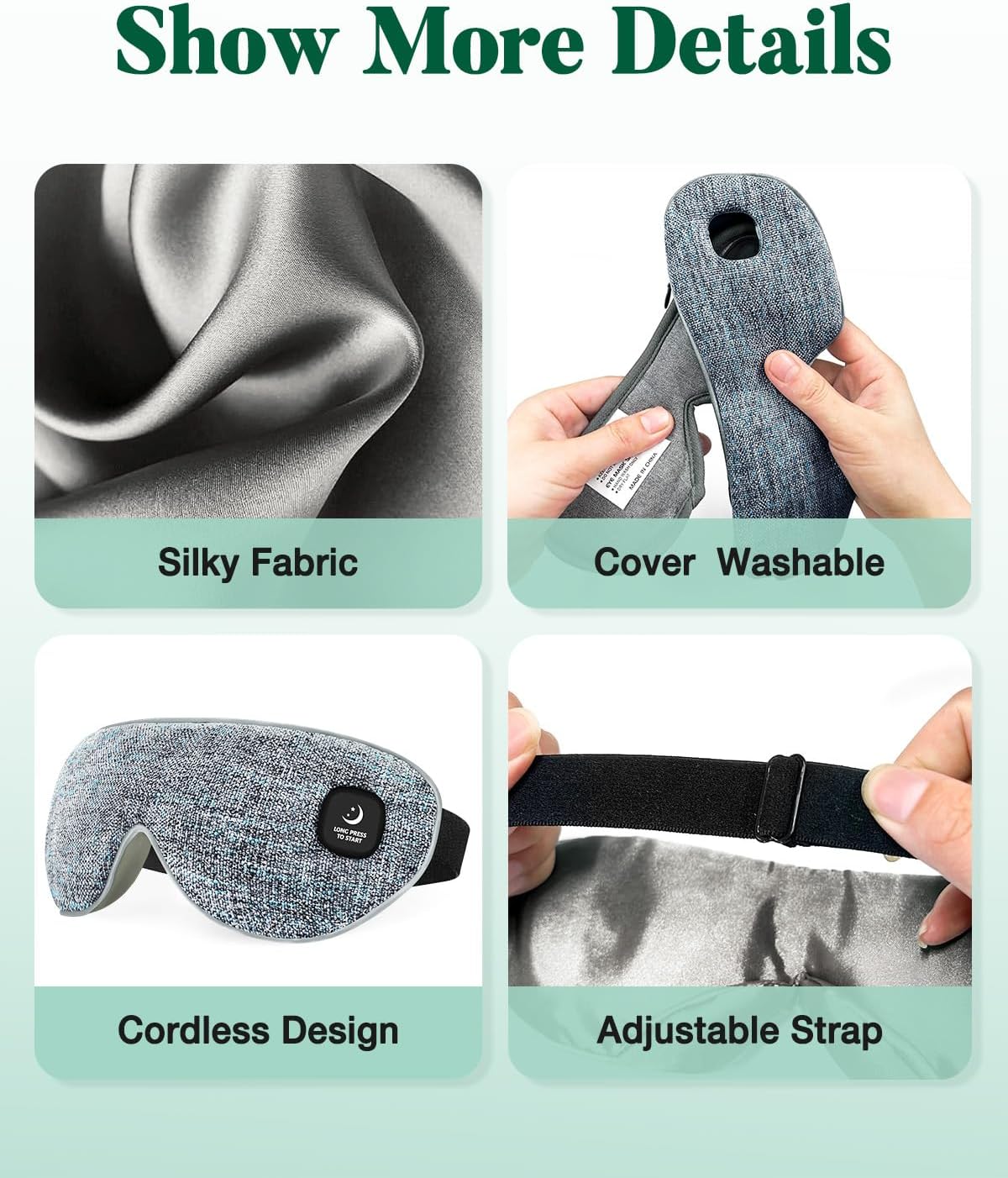 YoanYouth Heated Eye Mask for Dry Eyes, FSA Eligible HSA, Cordless Warm Compress for Eyes, Light Blocking Eye Heating Pad, Styes, Sleep, Cover Washable, Rechargeable, Light Blue