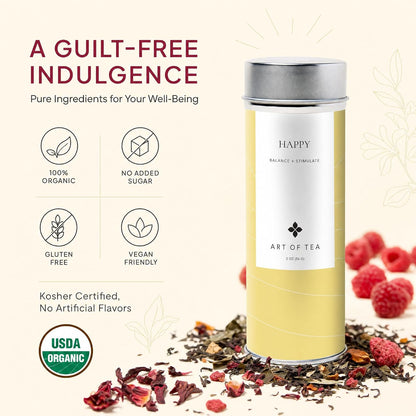 Art of Tea Organic French Lemon Ginger 1.5oz Loose Leaf Tea Tin, Caffeine Free Herbal Tea, Organic Rooibos & Lemongrass Ginger Tea, Premium Loose Leaf Herbal Tea for Relaxation & Digestion