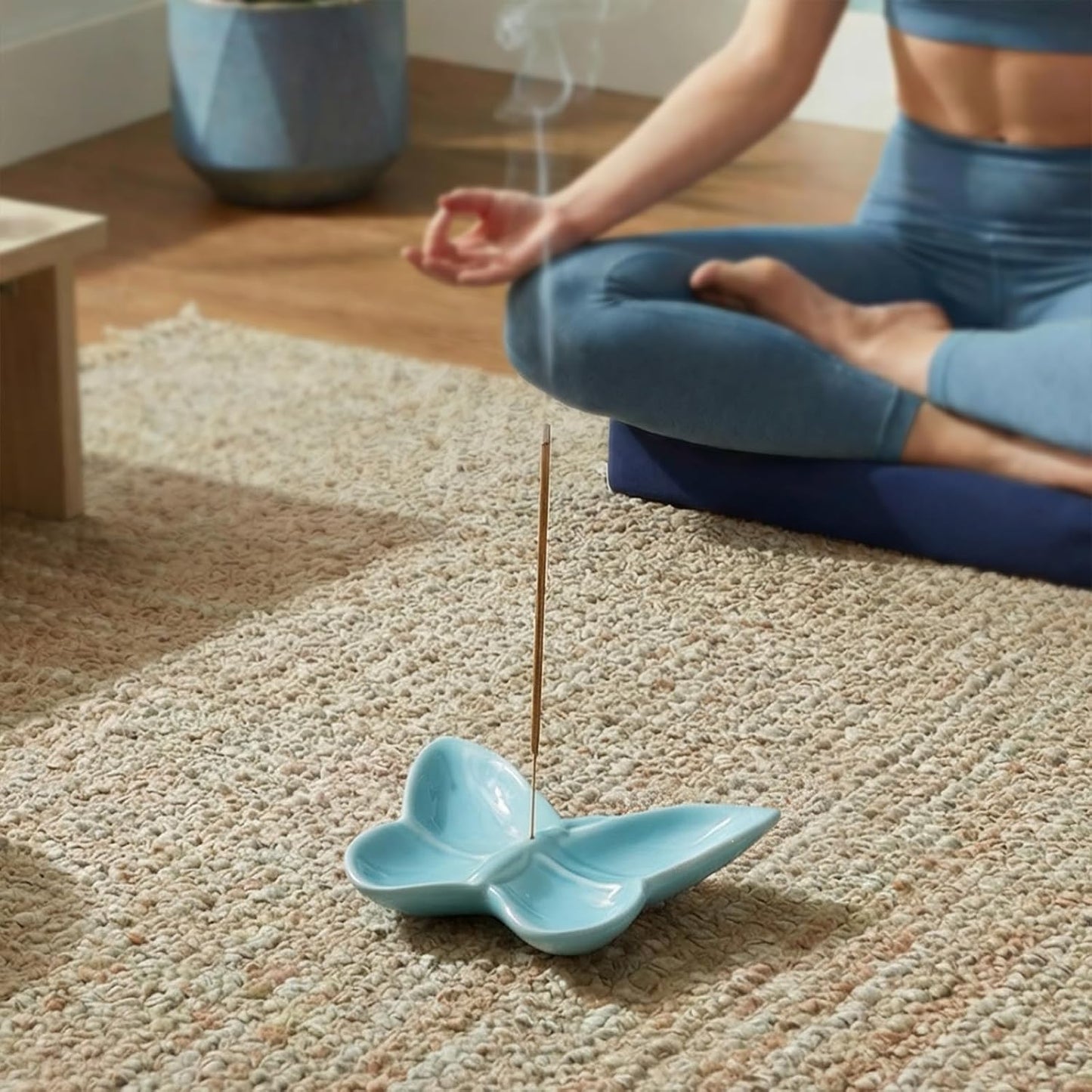 Frog Incense Holder for Sticks, Handmade Ceramic Holder for Burning Sage Sticks, Palo Santo, Cone and Backflow, Incense Burner for Meditation Room Home Decor, Frog Spiritual Gifts for Women