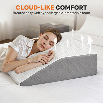 Sweetcrispy 7.5 Inch Wedge Pillow, Sleep Apnea Pillow, Neck Support