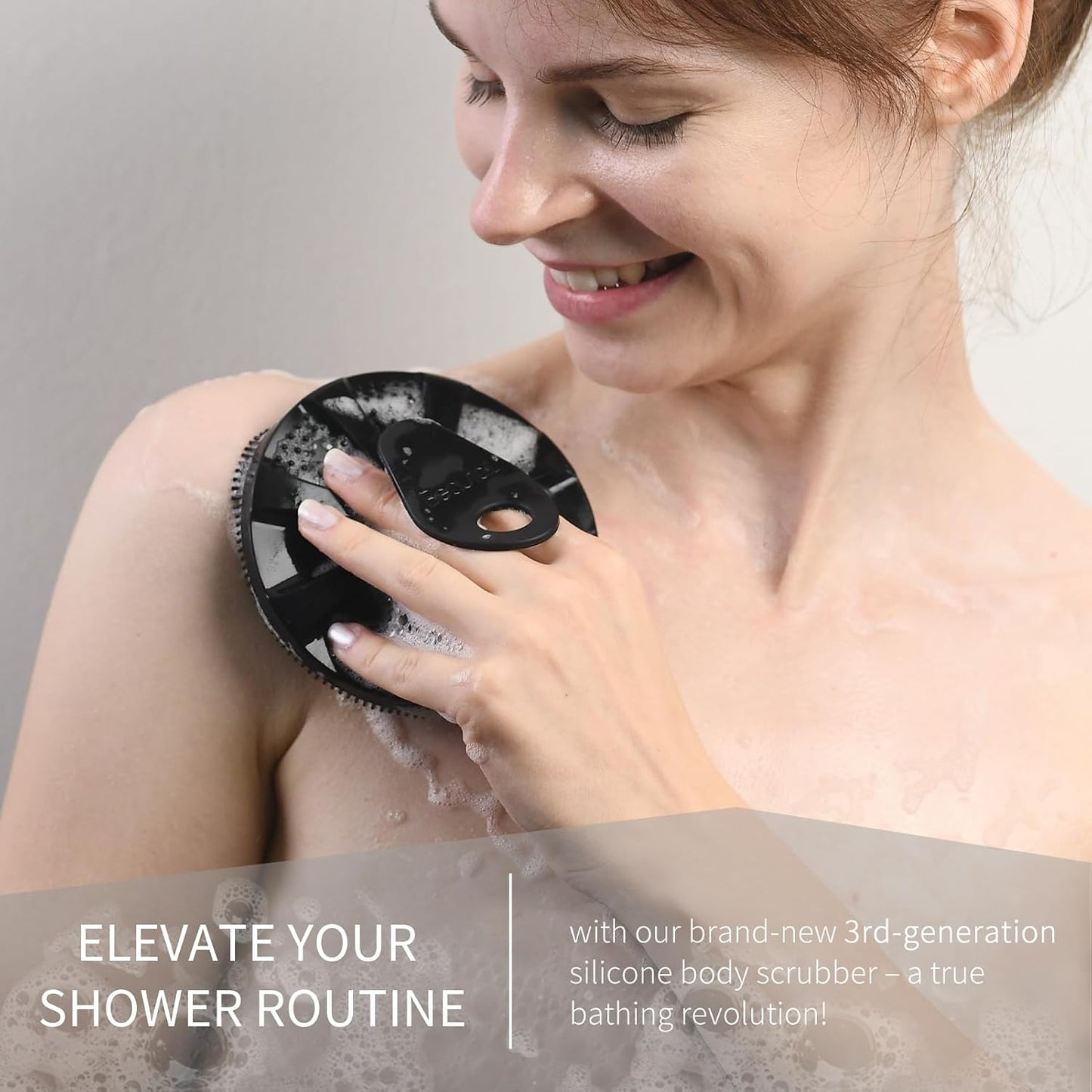 Silicone Body Scrubber 2 Pack, BEAUTAIL Shower Bath Scrubber, More Hygienic Than Traditional Loofah, Lather Nicely, Gentle Exfoliating Brush for Women Men Baby Sensitive Skin, Black+Purple