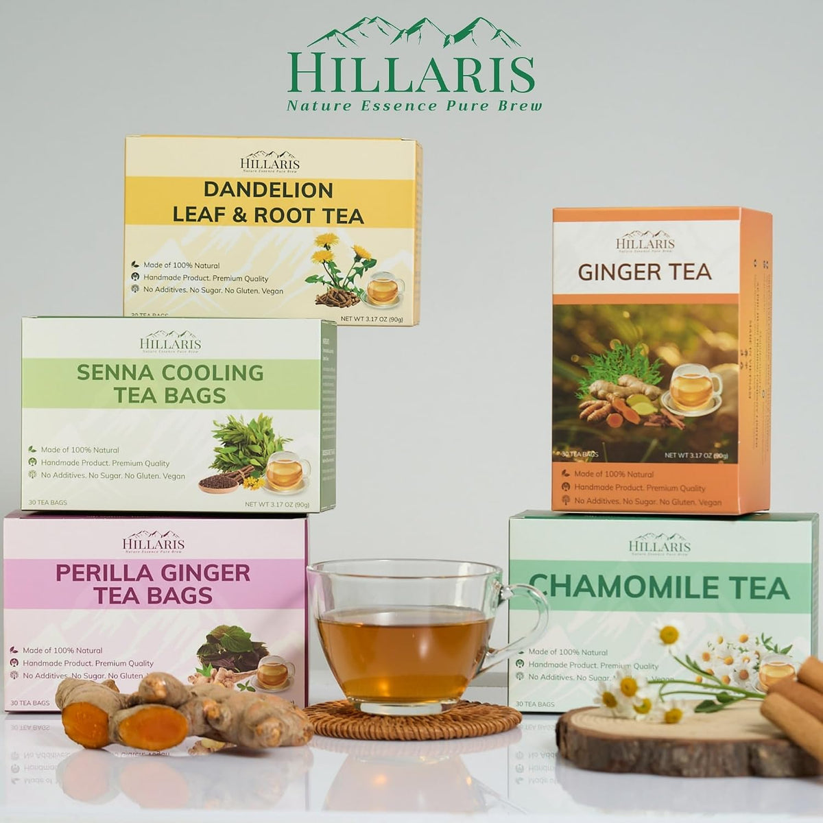 HILLARIS Chamomile Passionflower Herbal Tea, 30 Ct, 3g Each, Caffeine-Free