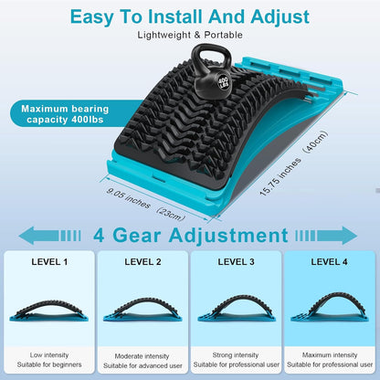 MINOLL Back Stretcher for Lower Back Pain Relief, Multiple Level Adjustable Arch Lumbar Back Cracker Board, Back Cracking Device, Back Massager for Scoliosis, Spine Decompression Support