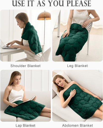 Cottonblue Weighted Lap Blanket 7lbs, Cozy Luxury Crystal Velvet Weighted Blanket for Adults, Small Weighted Blanket for Relaxation, Sleeping, Travel, Grey, 29" x 24"