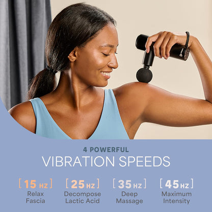 LifePro Mini Massage Gun — DynaMini Portable & Travel Deep Tissue Massage Gun with USB-C & Carrying Case — Quiet Handheld, 4 Attachments & Rechargeable